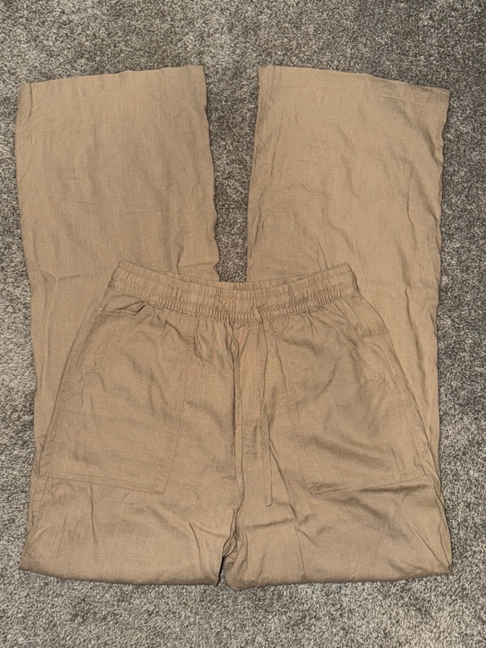 thread + supply beige/tan linen pants with elastic waistband - Picture 2 of 5